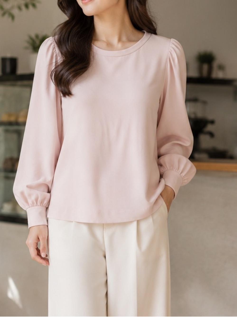 LOFT Pink Puff Long Sleeve Blouse